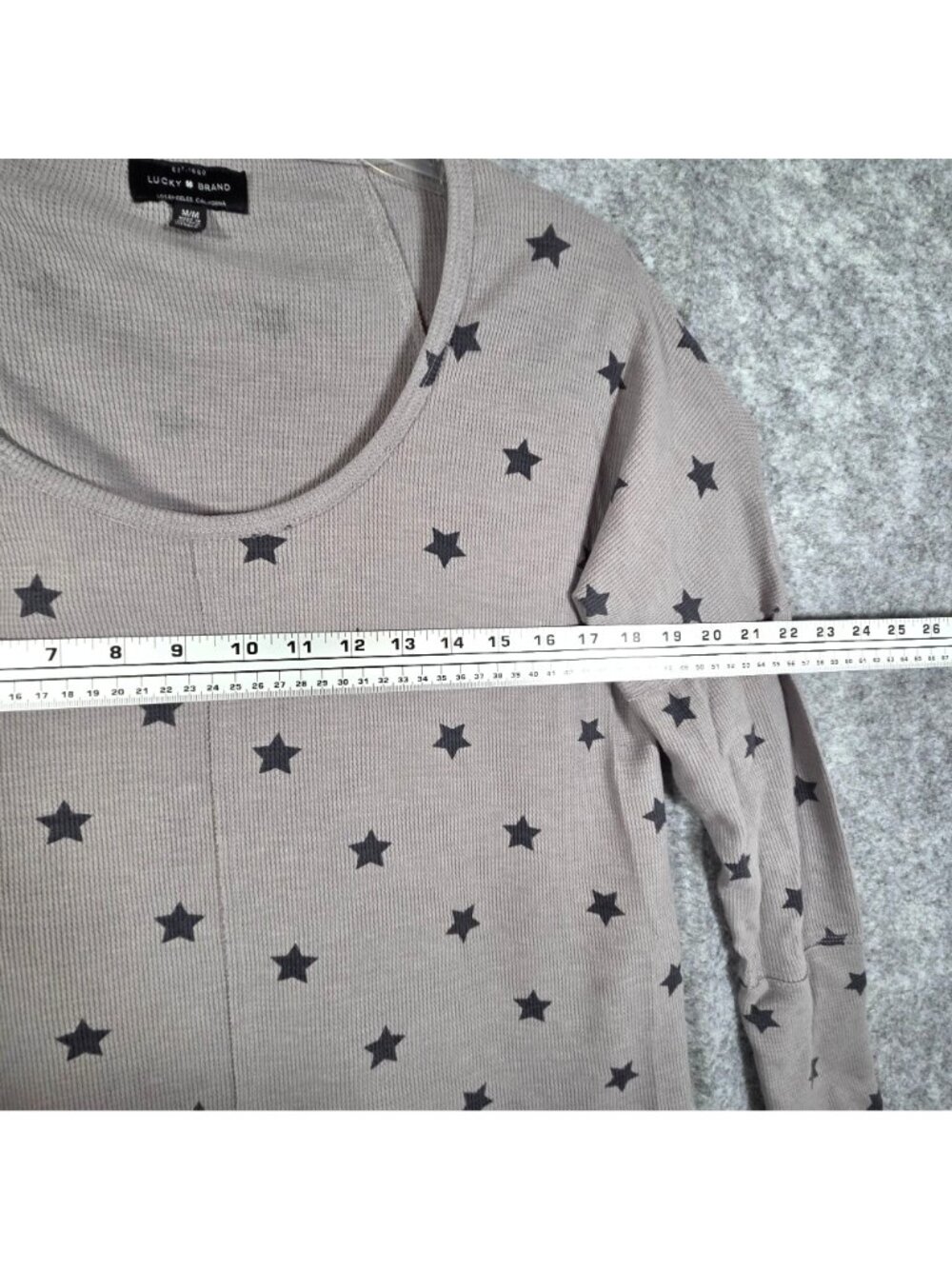 Lucky Brand Women's Long Sleeve Star Print Top Gray Size M - Picture 3 of 8